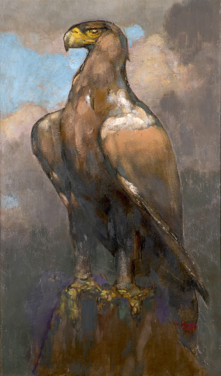 Paul JOUVE (1878-1973) - Aigle sur un rocher. Vers 1932.